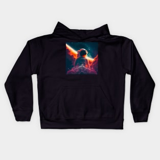 Astronaut stares into the galaxy Kids Hoodie